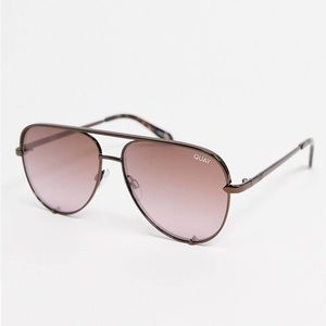 Quay High Key Mini Aviator Sunglasses - Bronze/Pink NWT